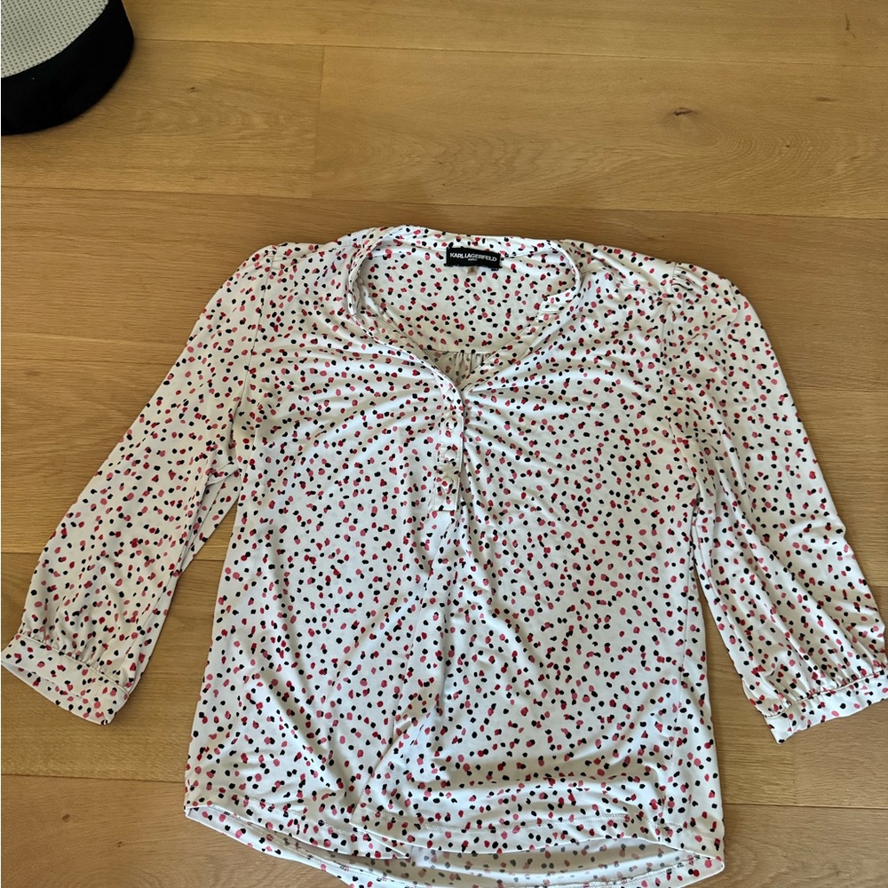 Karl Lagerfeld White Blouse with Red Dots